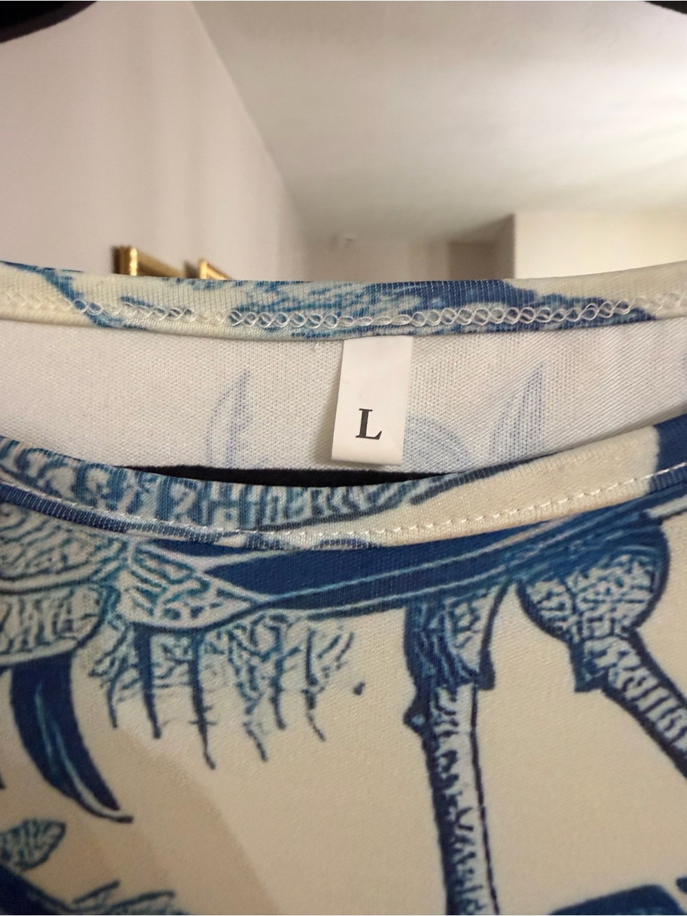 SHEIN Cream Maxi Dress with Blue Peony & Peacock Print - Picture 4 of 5